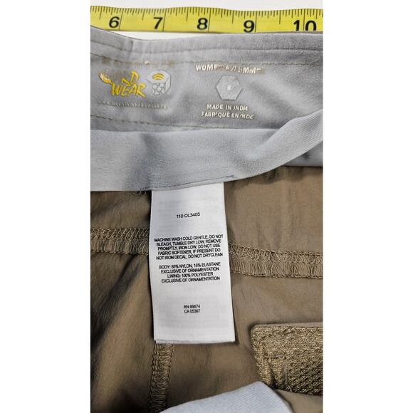 Mountain hardware womens sz 8 capri packable hiking multi zip pocket pants tan - Picture 6 of 10